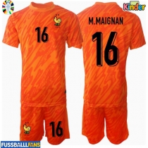 Frankreich Mike Maignan #16 Torwart Auswärts Trikotsatz Kinder EM 2024 Kurzarm (+ Kurze Hosen)